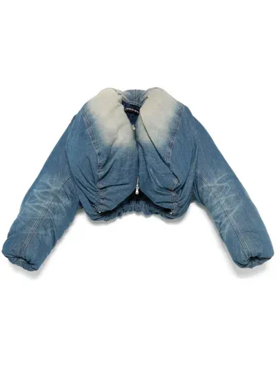 Y/project Denim Puffer Jacket In Blue