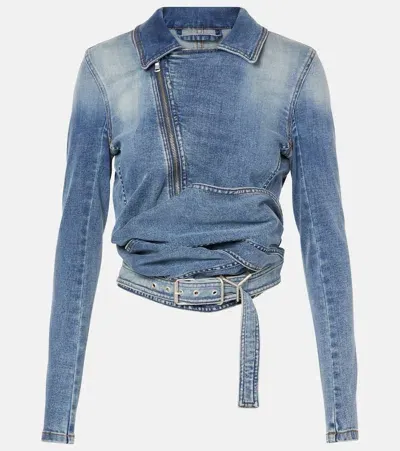 Y/project Denim Wrap Jacket In Blue