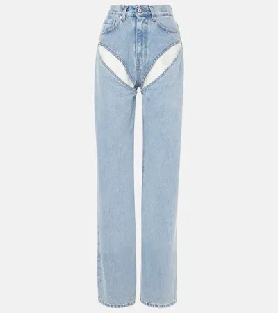 Y/project Evergreen Cutout Straight Jeans In Blue