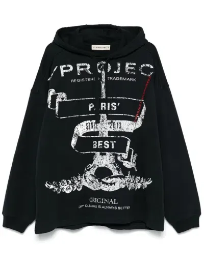 Y/project Evergreen Paris' Best Printed Hoodie In Black