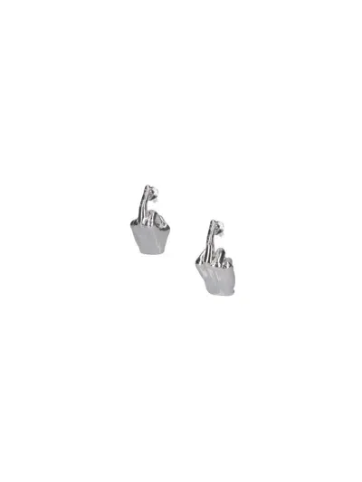 Y/project 'fuck You' Mini Earrings In Silver