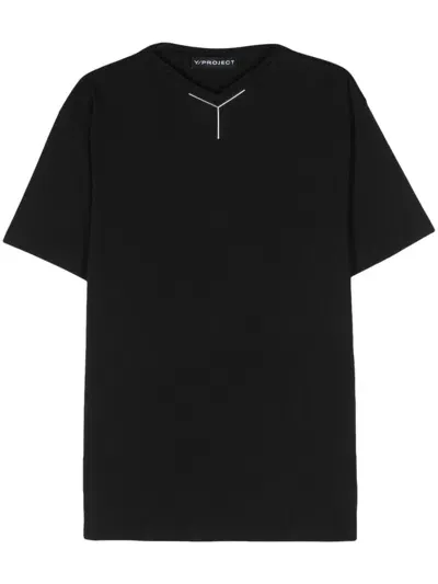 Y/project Logo-appliqué Cotto T-shirt In Black