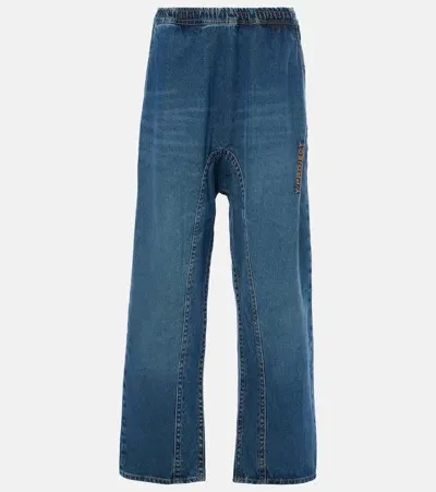 Y/project Logo Low-rise Wide-leg Jeans In Blue