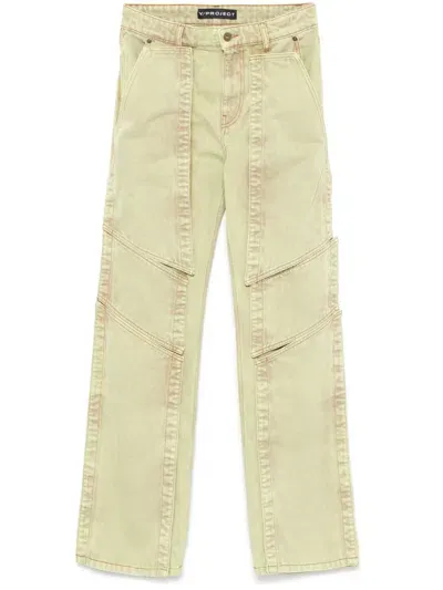 Y/project Panelled Straight Jeans In Green