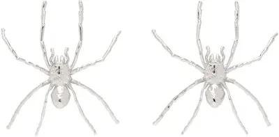 Y/project Silver Spider Earrings In Shiny Silver