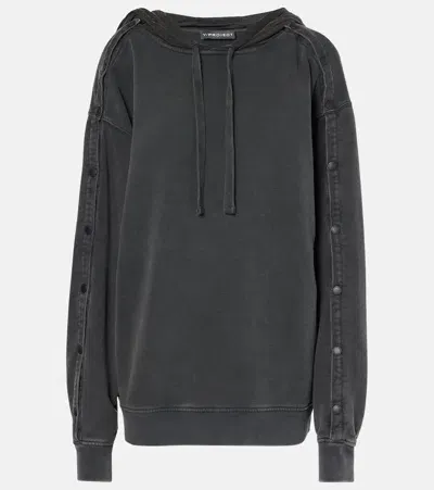 Y/project Snap Oversized Cotton Jersey Hoodie In Black