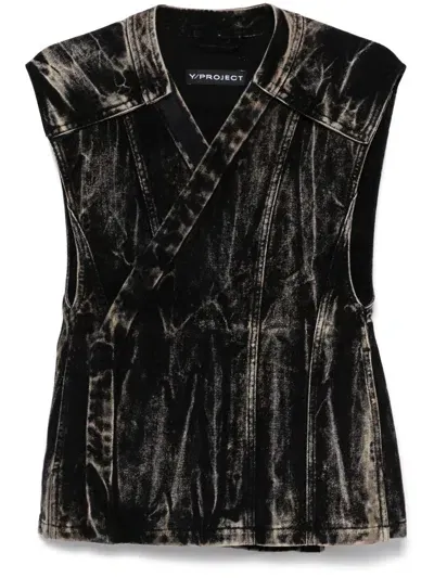 Y/project Whiskering Effect Vest In Black