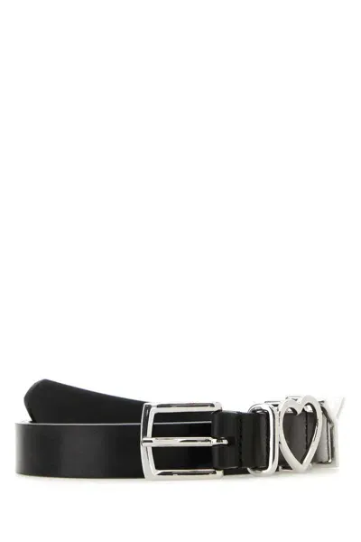 Y/project Heart Buckle Leather Belt In Black