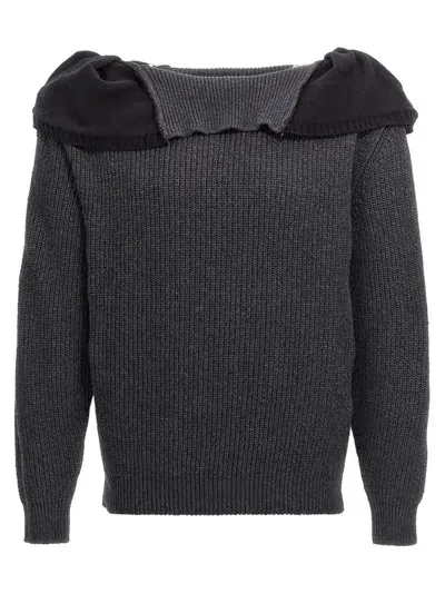 Y/project Zip Hooded Knitted Jumper In Grey