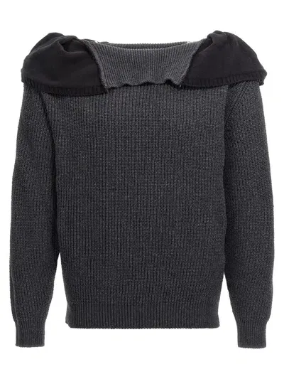 Y/project Zip Insert High Neck Sweater, Cardigans Gray In Grey