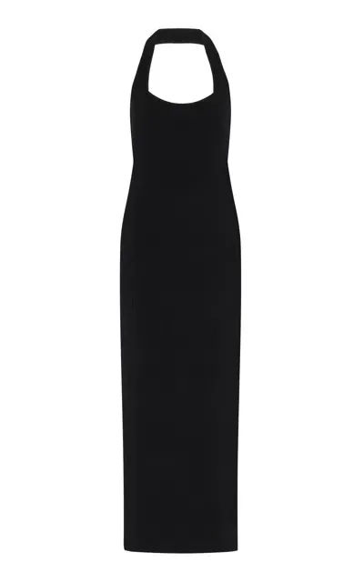 Yaitte Ribbed-knit Maxi Dress In Black