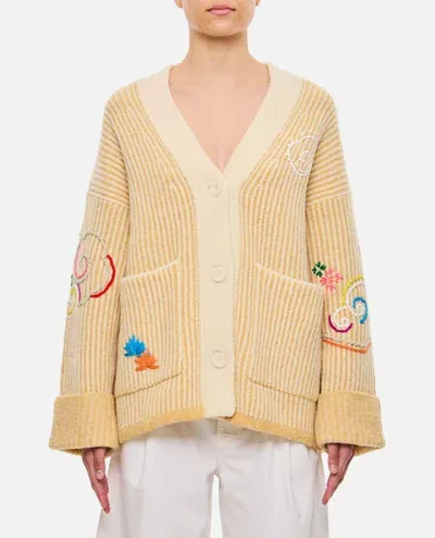 Yanyan Wool Dragon Chunky Os Cardigan In Neutrals