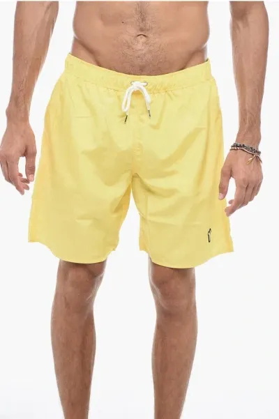 Yes I Am Logoed Patch Swimshorts In Yellow