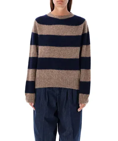 Ymc You Must Create Jets Stripe Sweater In Brown