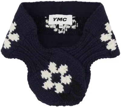 Ymc You Must Create ネイビー＆ホワイト Flower スロット マフラー In 40-navy