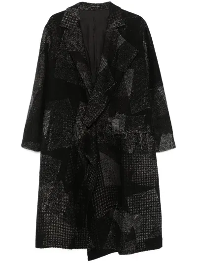 Yohji Yamamoto Abstract-pattern Coat In Black