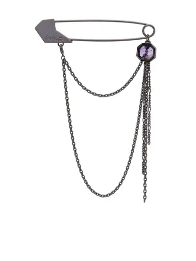 Yohji Yamamoto Amethyst Pin In Black