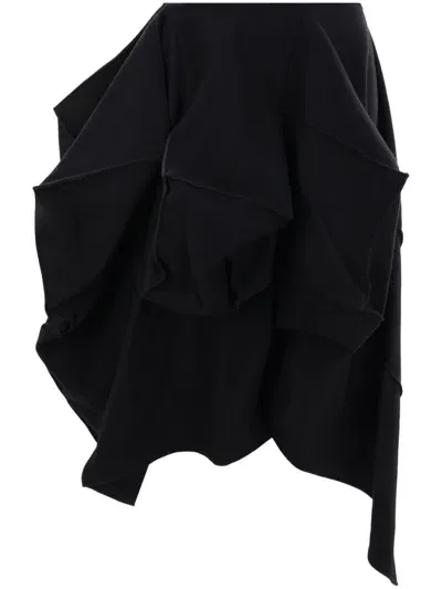 Yohji Yamamoto Melton Asm Box Detail Skirt In Black