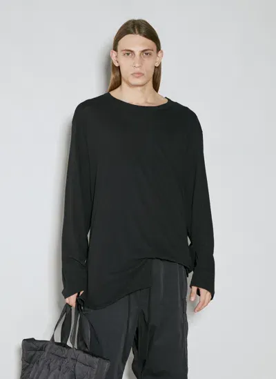 Yohji Yamamoto Asymmetric Hem Long Sleeve T-shirt In Black