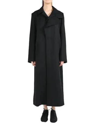 Yohji Yamamoto Asymmetric-lapel Coat In Black