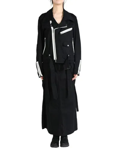 Yohji Yamamoto Belt-detail Cotton Biker Jacket In Black