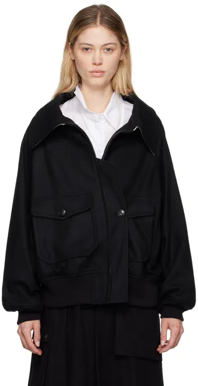 Yohji Yamamoto Black R-flight Jacket In 1 Black