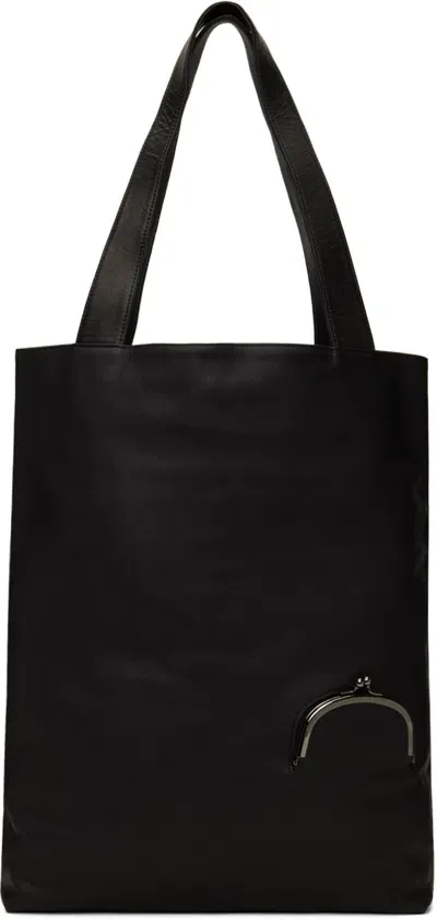 Yohji Yamamoto Black Soft Leather Clasp Tote In 1 Black