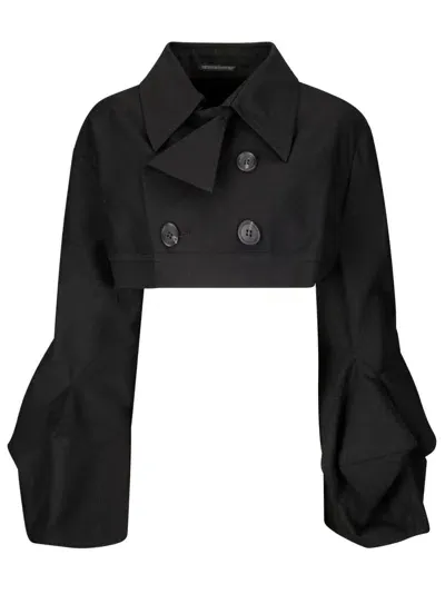 Yohji Yamamoto Box D Sleeves Double F Short Jacket In Black