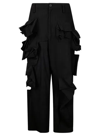 Yohji Yamamoto Box Detail Pants In Black