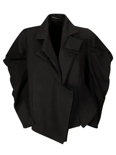 Yohji Yamamoto Box Detail Wide Sleeve Jacket In Black