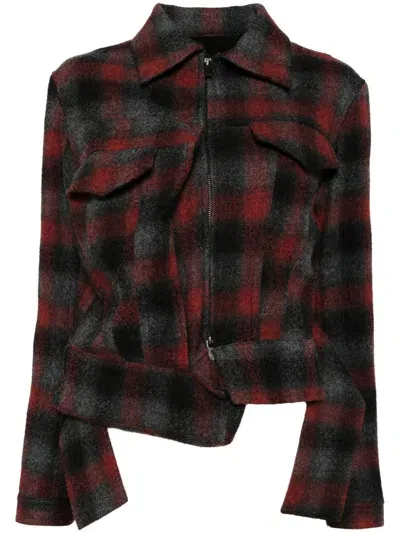 Yohji Yamamoto Checked Jacket In Red