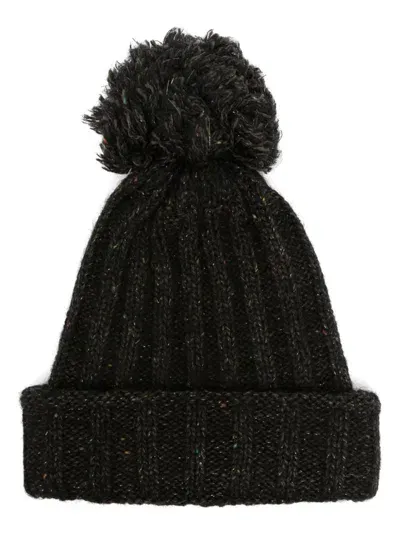 Yohji Yamamoto Chunky Ribbed Knit Beanie Hat In Black