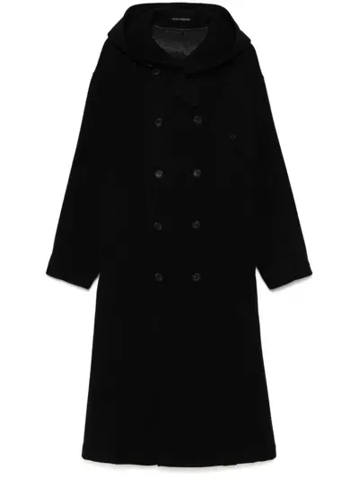 Yohji Yamamoto Double-breasted Coat In Black