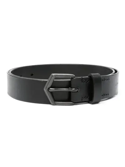 Yohji Yamamoto Embossed-logo Belt In Black