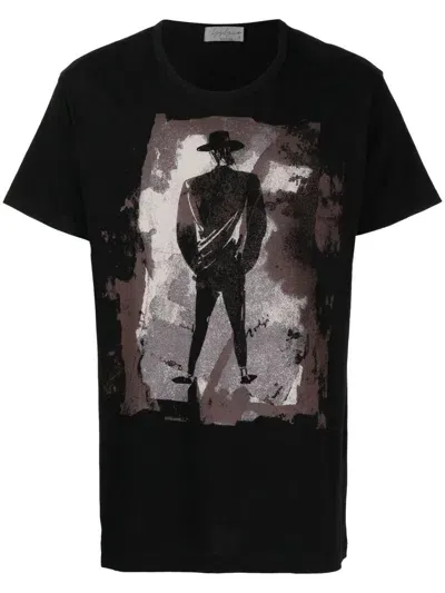 Yohji Yamamoto T-shirt Mit Grafischem Print In Black