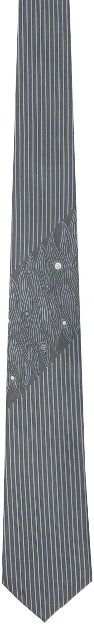 Yohji Yamamoto Gray Panel Stripe Jq Derby Tie In 1 Grey