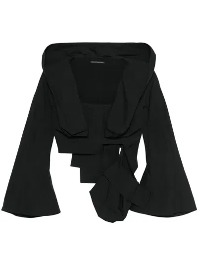 Yohji Yamamoto Hooded Cropped Jacket In Black