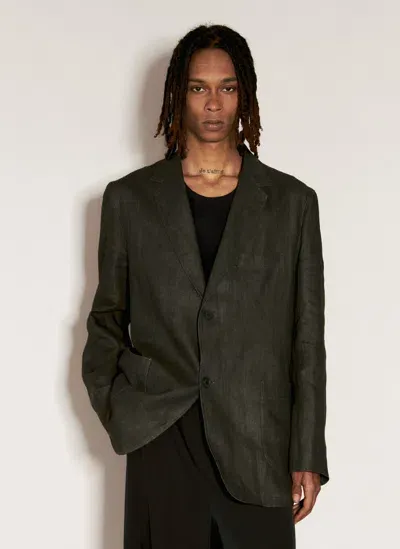 Yohji Yamamoto Ink-dyed Linen Blazer In Black