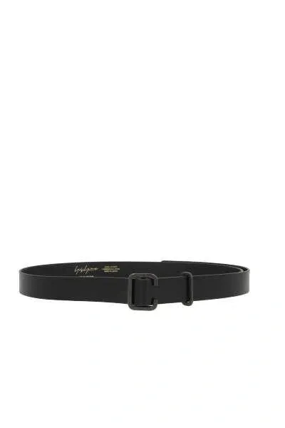 Yohji Yamamoto Logo Printed Buckle Belt In Black