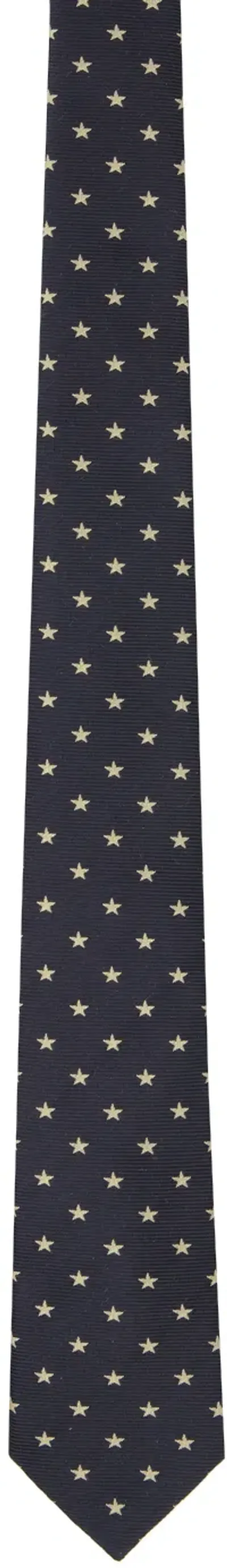 Yohji Yamamoto Navy Star Pattern Jq Derby Tie In 2 Navy