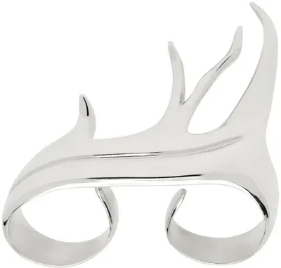 Yohji Yamamoto Silver Elk Double Ring In 1 Silver