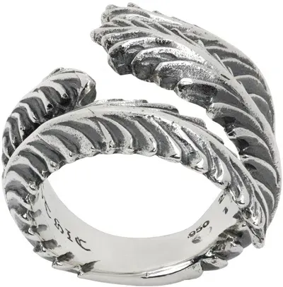 Yohji Yamamoto Silver Feather Ring In 1 Silver