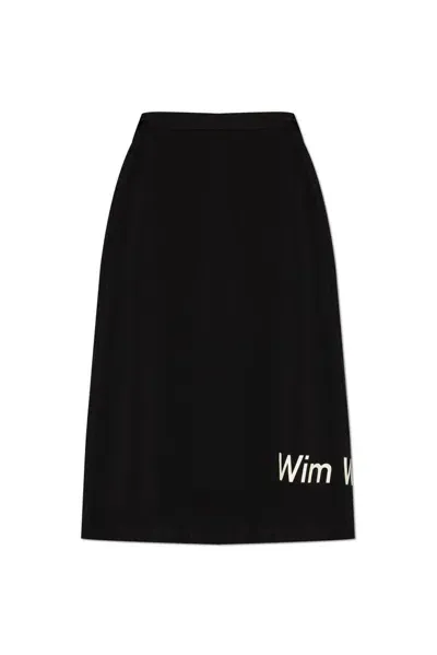 Yohji Yamamoto Slogan Printed Skirt In Black