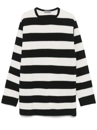 Yohji Yamamoto Striped Long-sleeve T-shirt In Beige