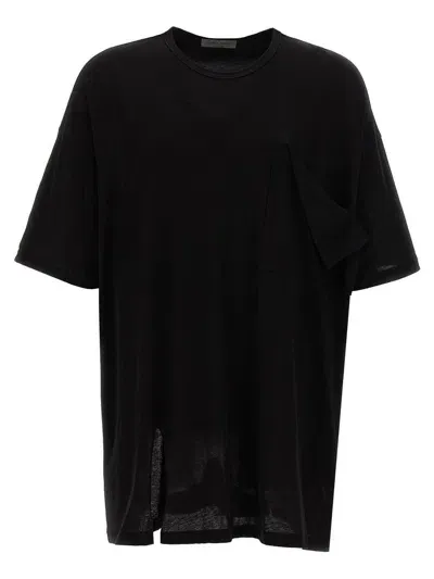 Yohji Yamamoto Unfinished Pocket T-shirt In 黑色的