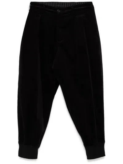 Yohji Yamamoto Velvet Tapered Trousers In Black