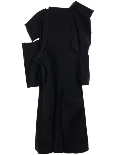 Yohji Yamamoto Wool Asymmetric Coat In Black