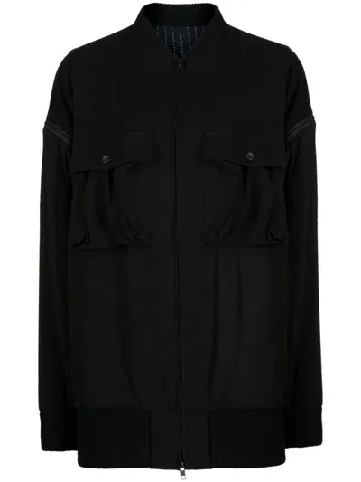 Yohji Yamamoto High-neck Zip-up Jacket In Black