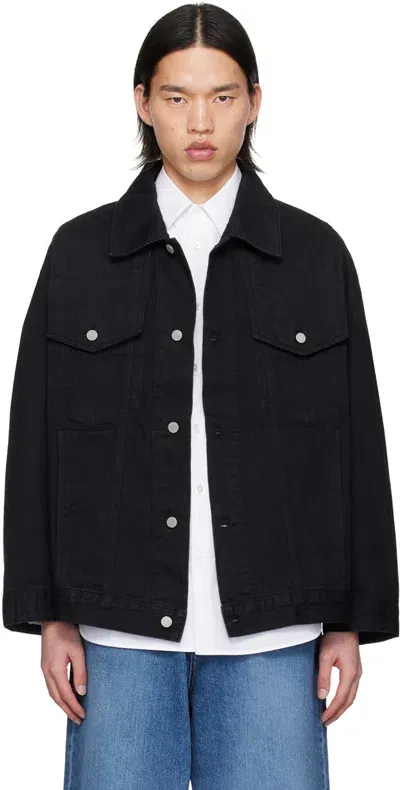 Youth Black Oversized Denim Trucker Jacket