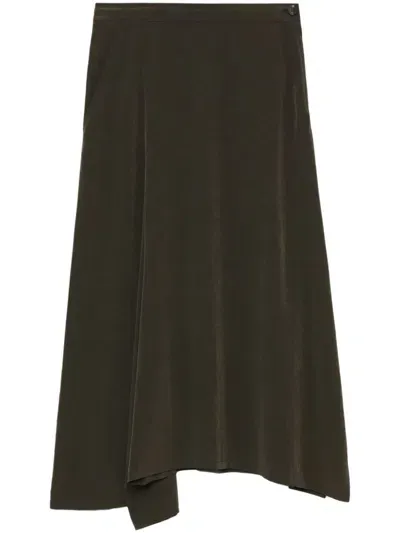 Y's Asymmetric Midi Skirt In Green